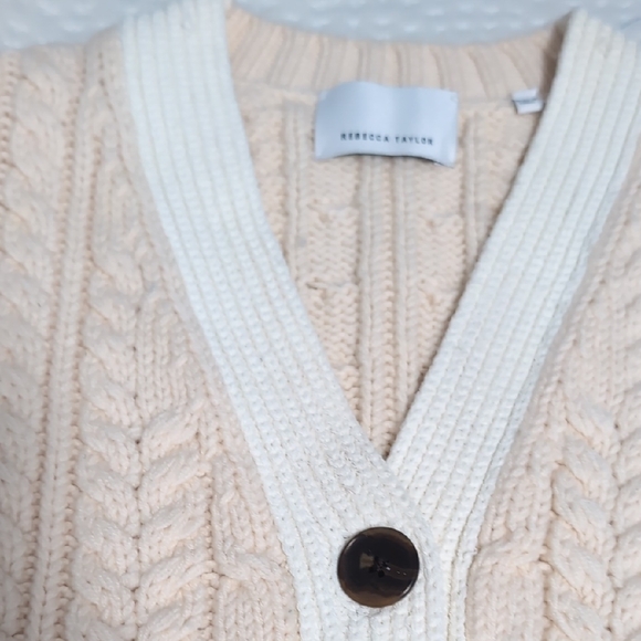 Rebecca Taylor Ivory Buttoned V-Neck Sweater - Picture 4 of 4
